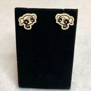 Powerpuff Girls Bubbles Wood Stud Earrings